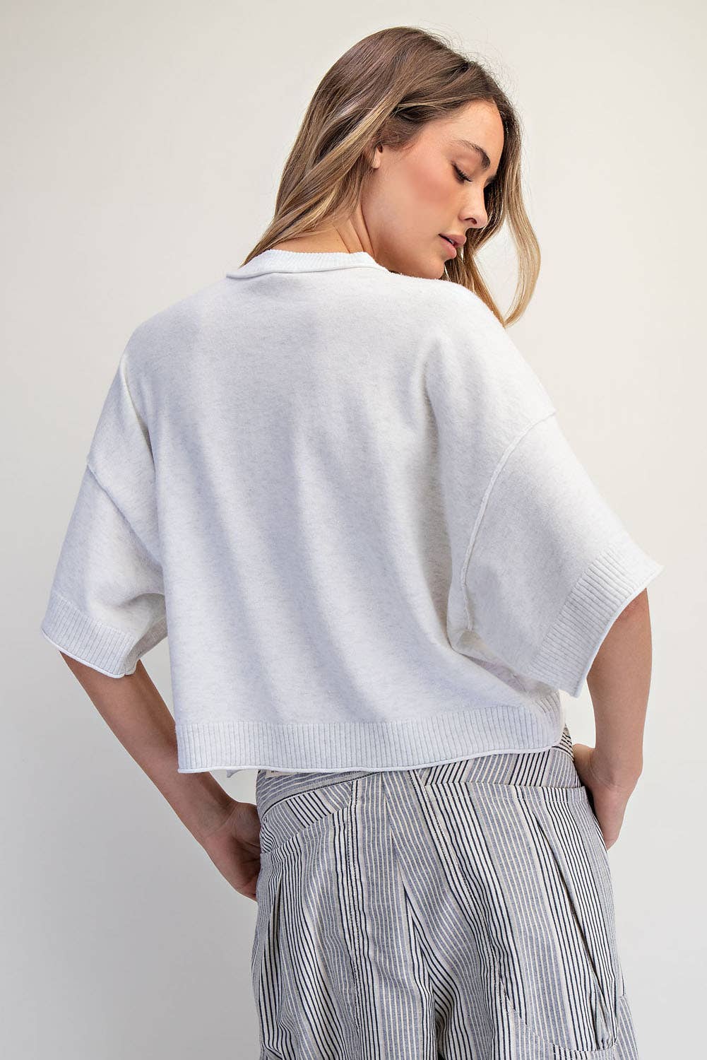 Light blue Crew neck cardigan