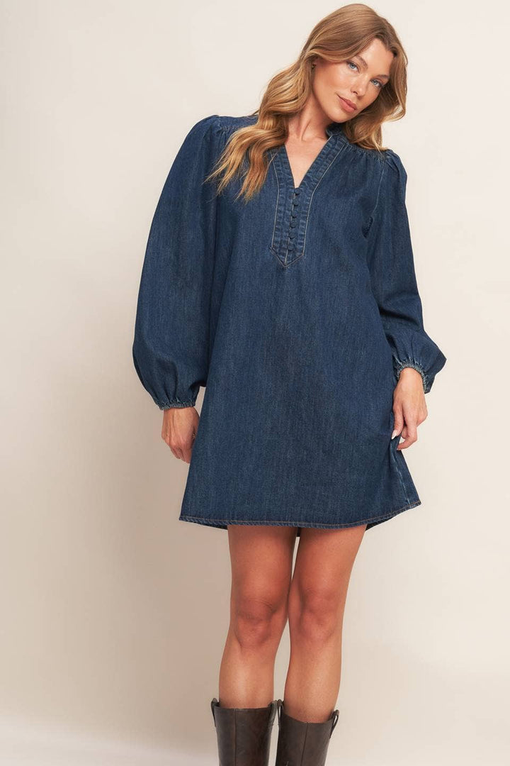 Washed Denim Mini Dress