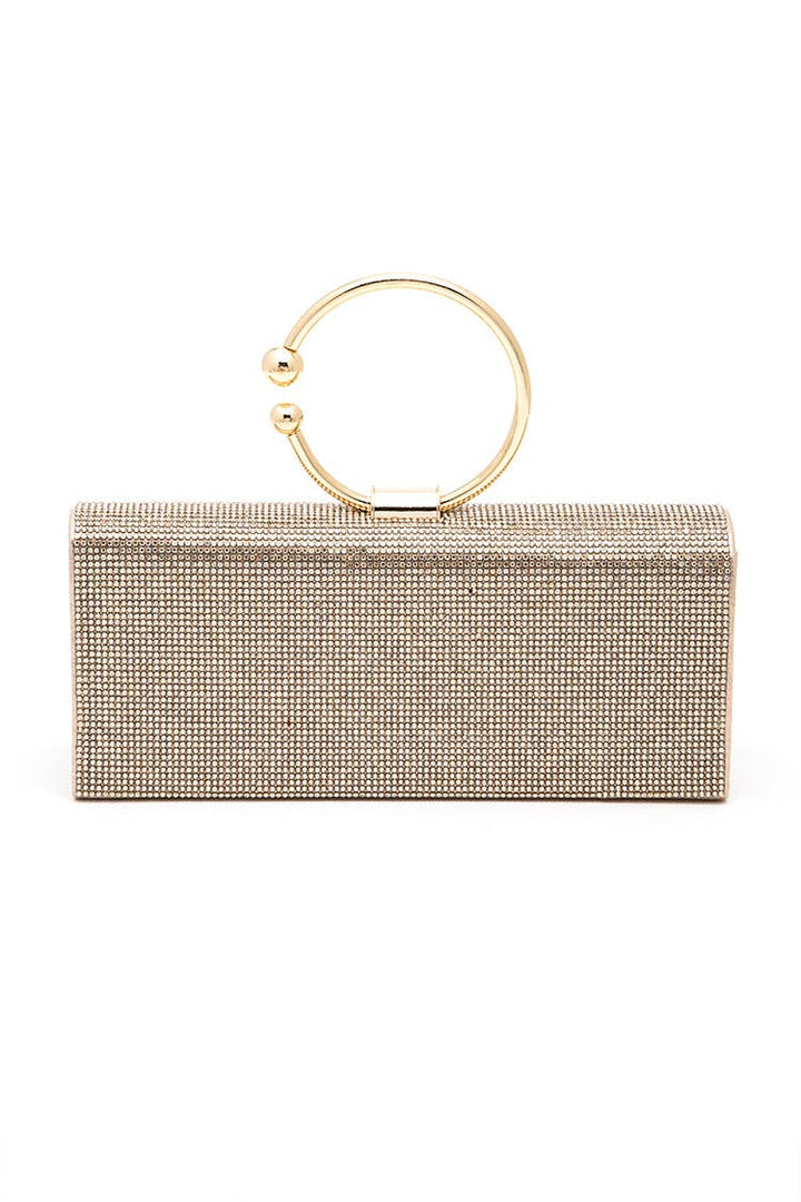 Circle Handle Rhinestone Evening Clutch