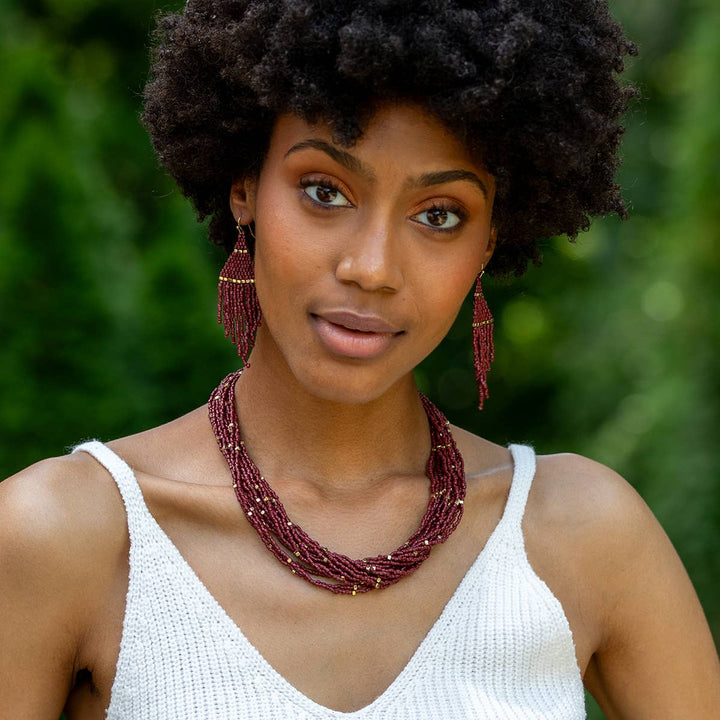 Beaded Multi-Strand Bib Necklace