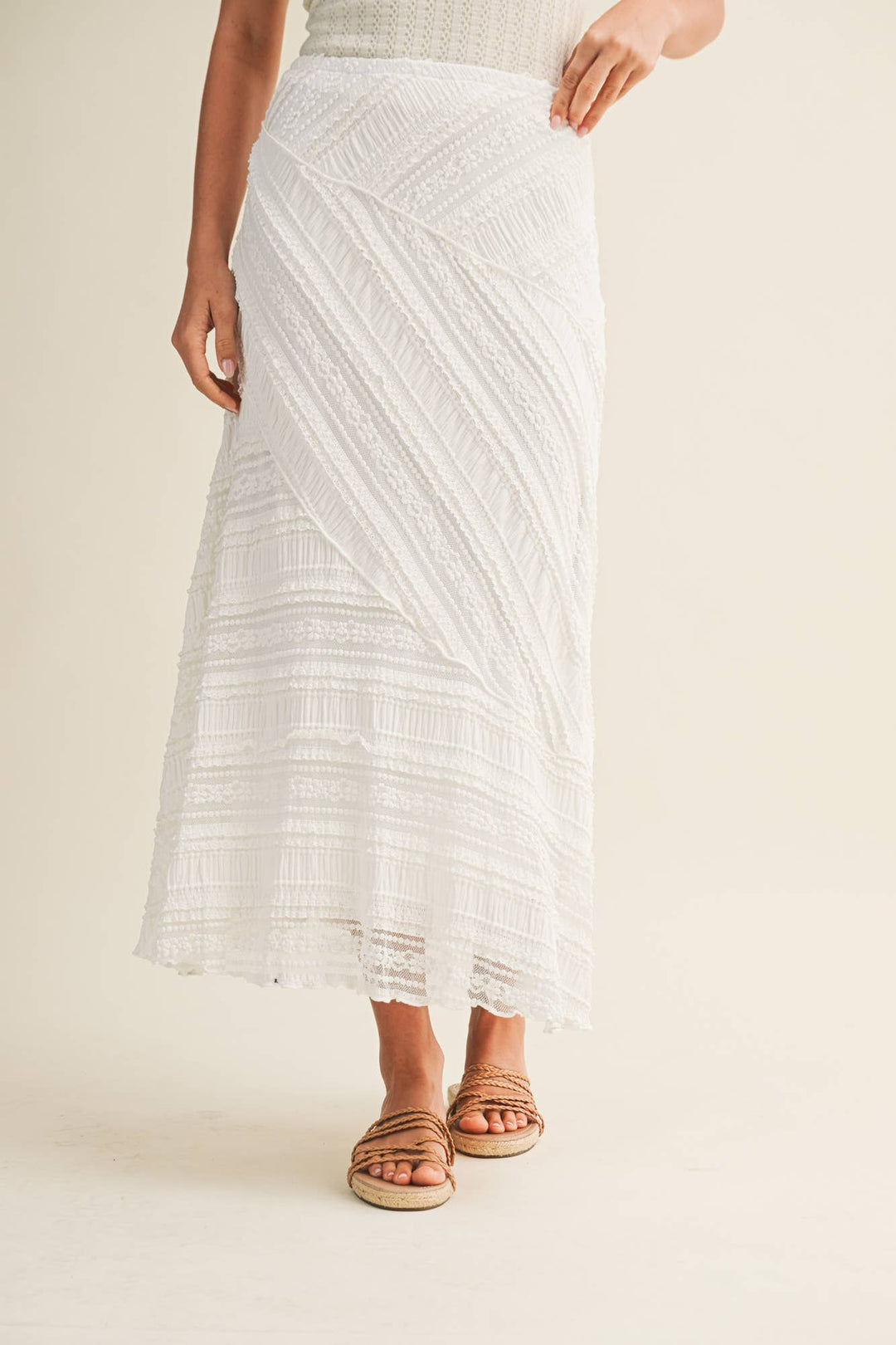 Asymmetrical Tiered Lace Panel Skirt