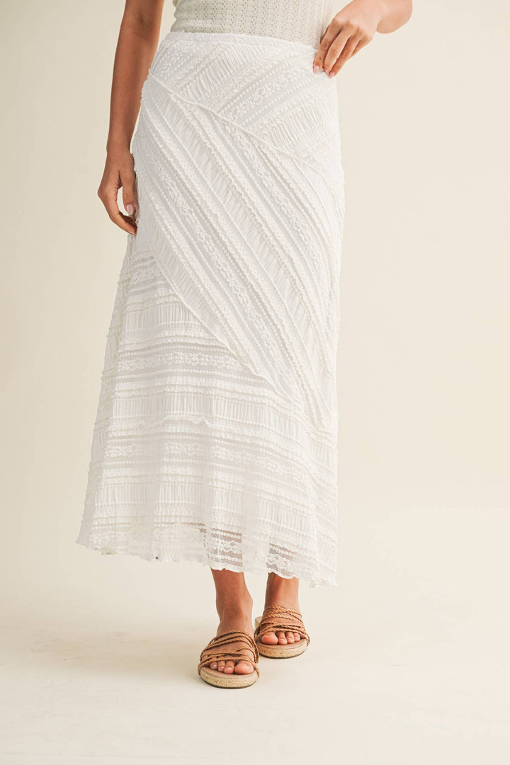 Asymmetrical Tiered Lace Panel Skirt