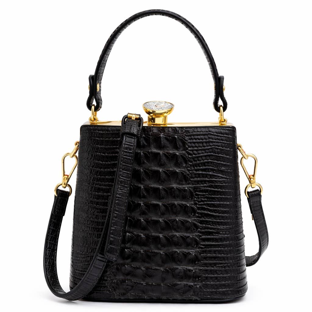 Black Crocodile Evening Bag