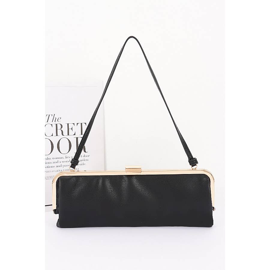 Red Faux Leather Frame Clutch