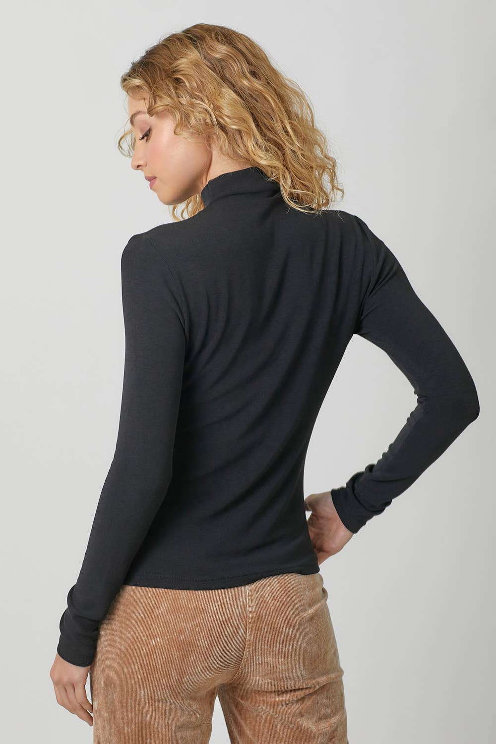 Black Knit Mock Neck Top