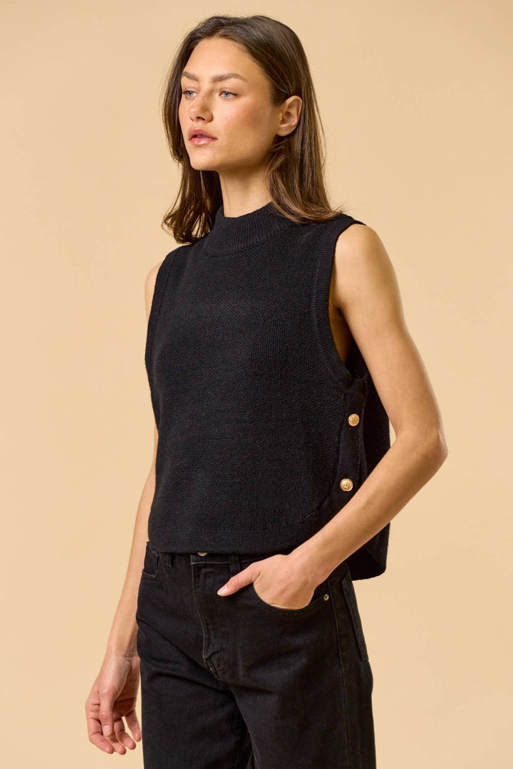 Black Mock Neck Sleeveless Sweater