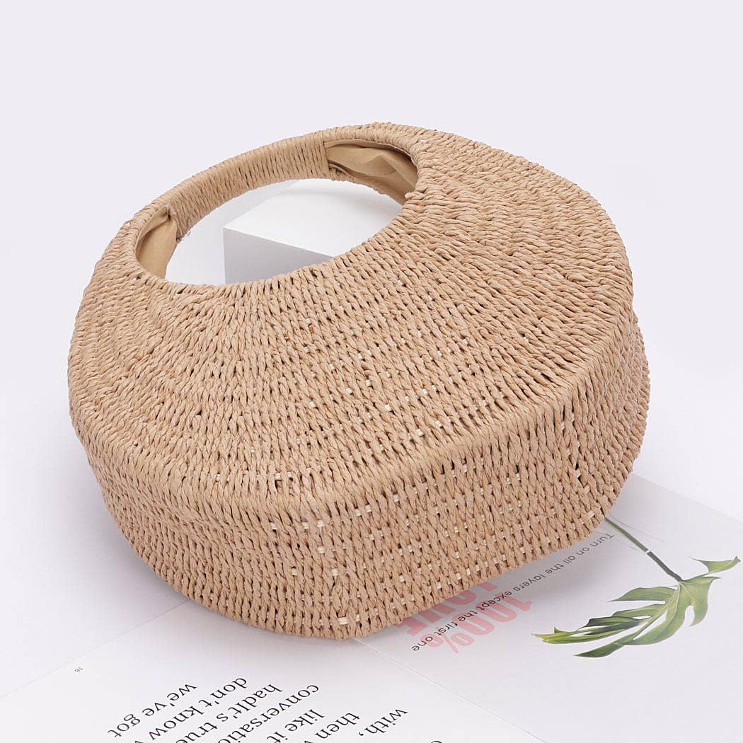 Faux Straw Hard Hobo Bag