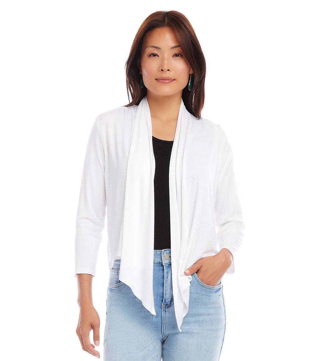 White Open Front  Cardigan