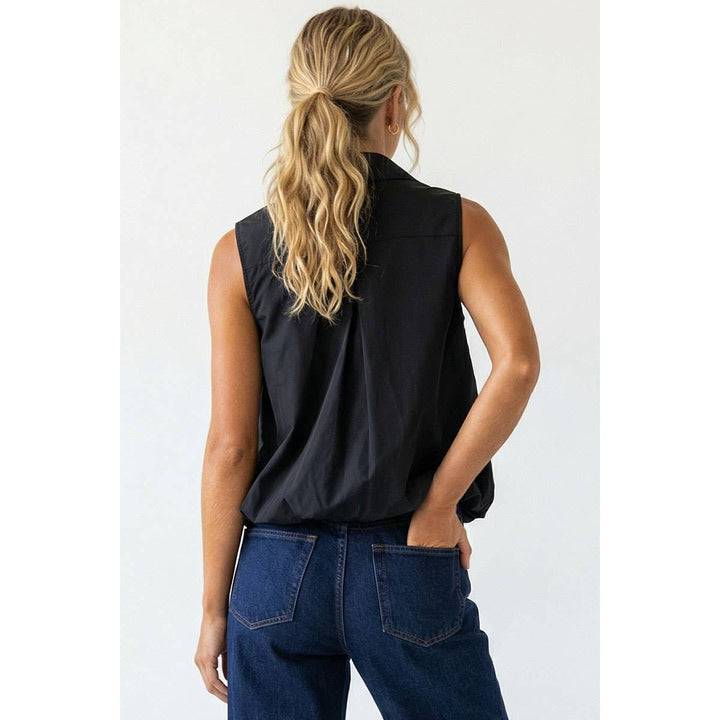 Sleeveless Front Zip Bubble Top