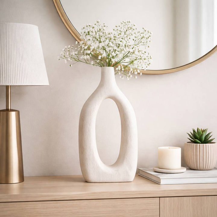 White Paulownia Wood Abstract Cut-Out Vase