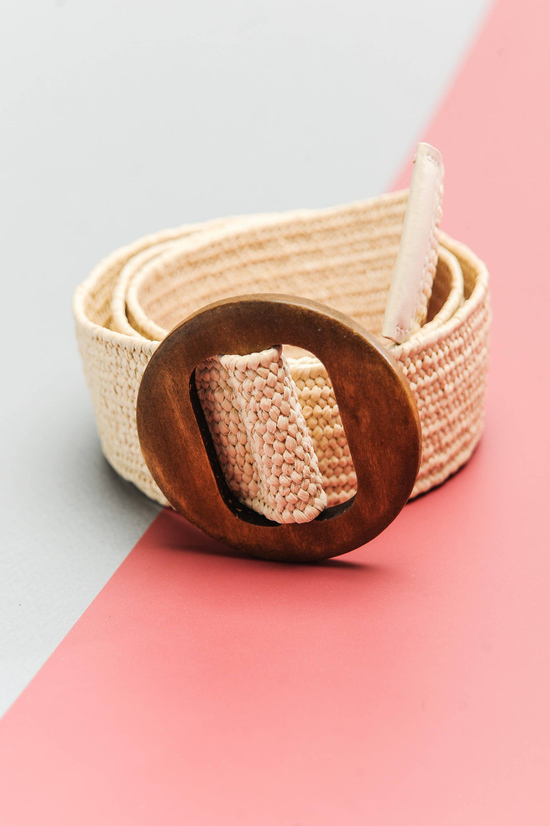 Stretch Rattan Belt with Wood Buckle