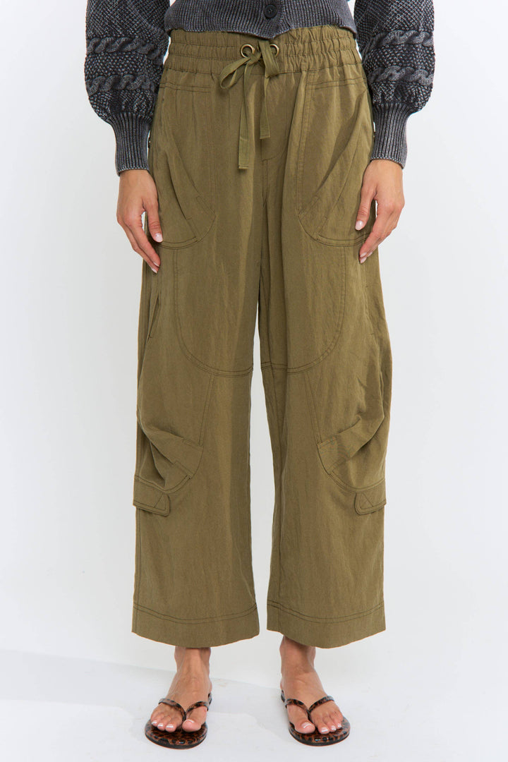 Wide-Leg Olive Cargo Pants