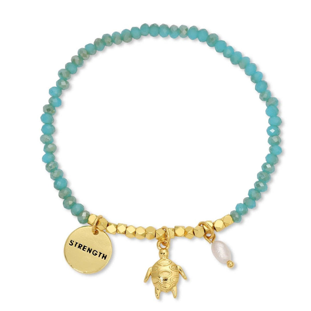 Turtle and Strength Stretch Charm Bracelet