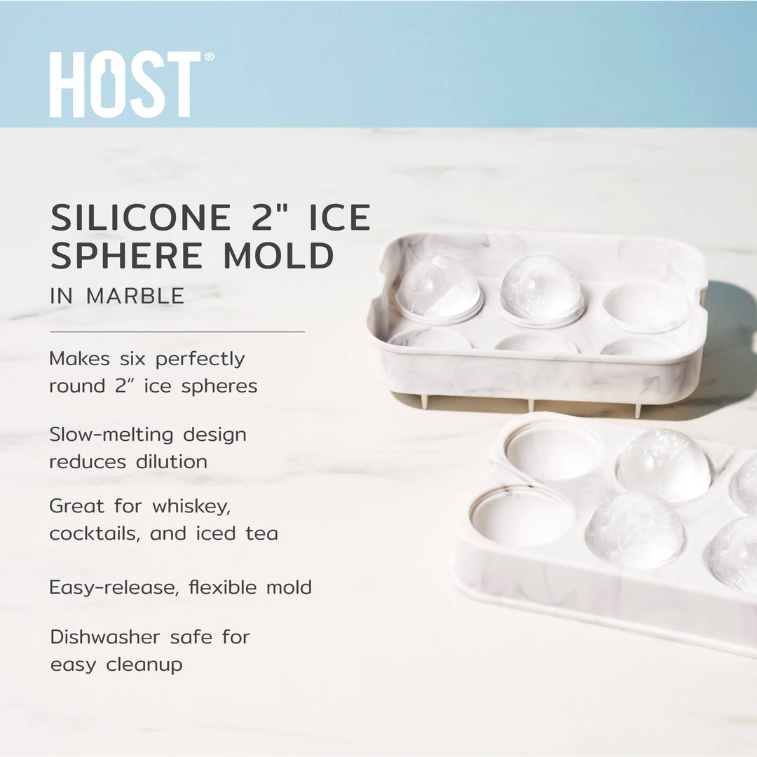Silicone 2 inch Ice Sphere Mold in Marble