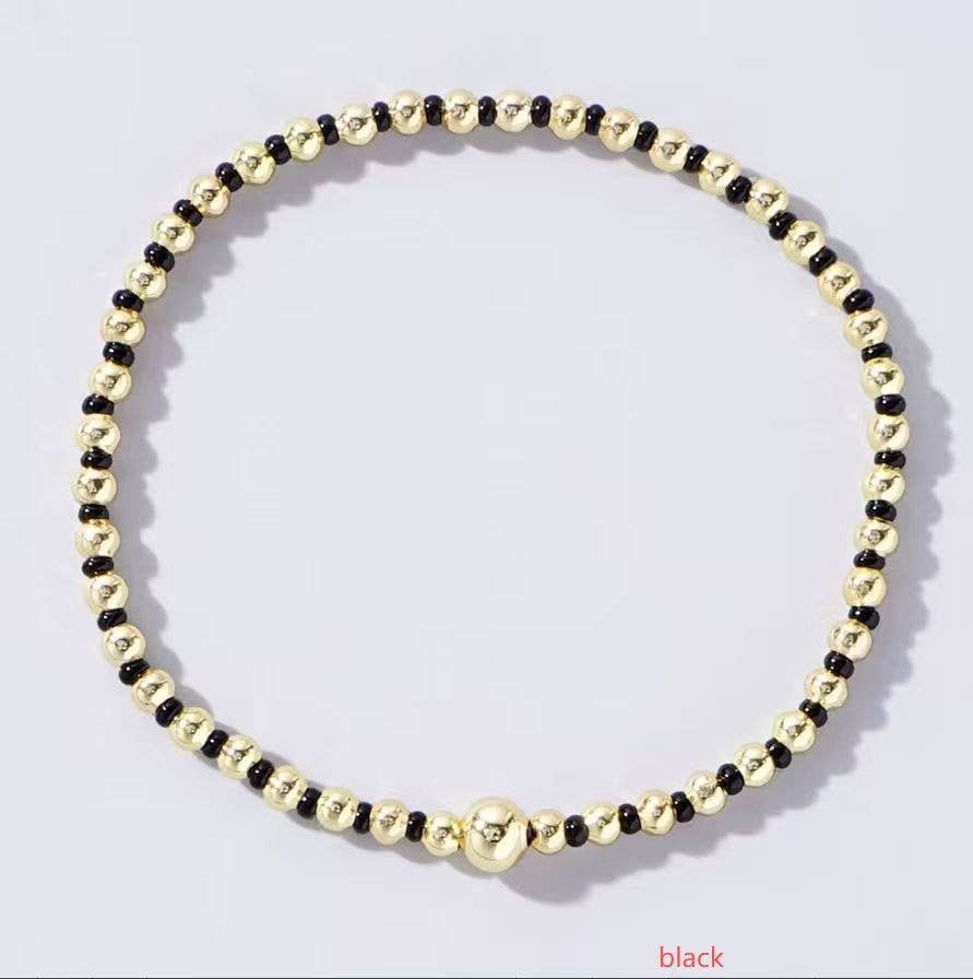 Boho Colored Bracelet with beads/gold ball