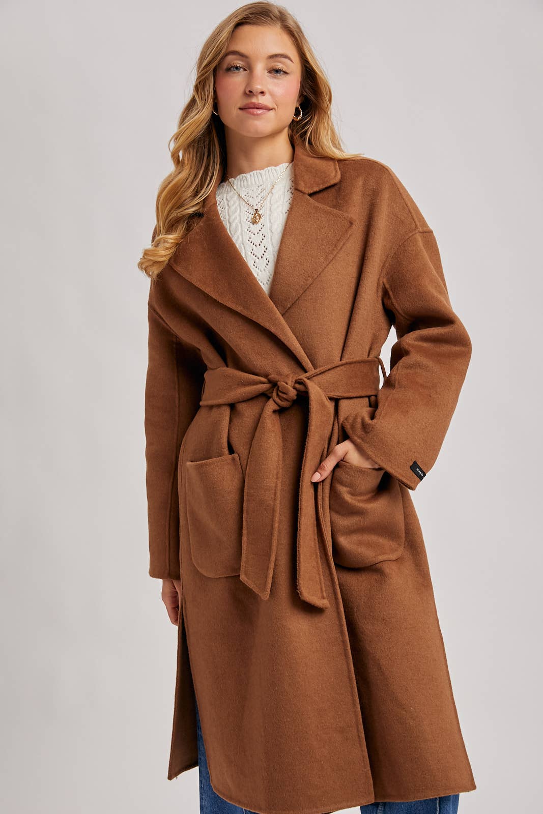 Camel Belted Long Coat