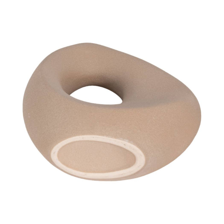 Tan 8 in. Ceramic Lopsided Open Cut-Out Vase Sand Texture