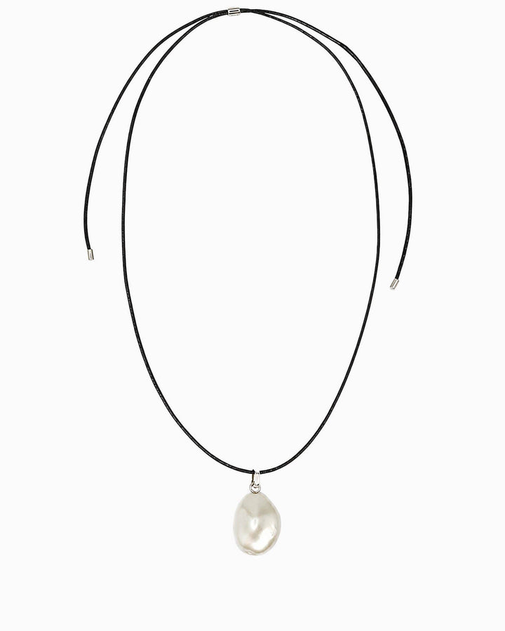 Organic Pearl Pendant Adjustable Cord Necklace