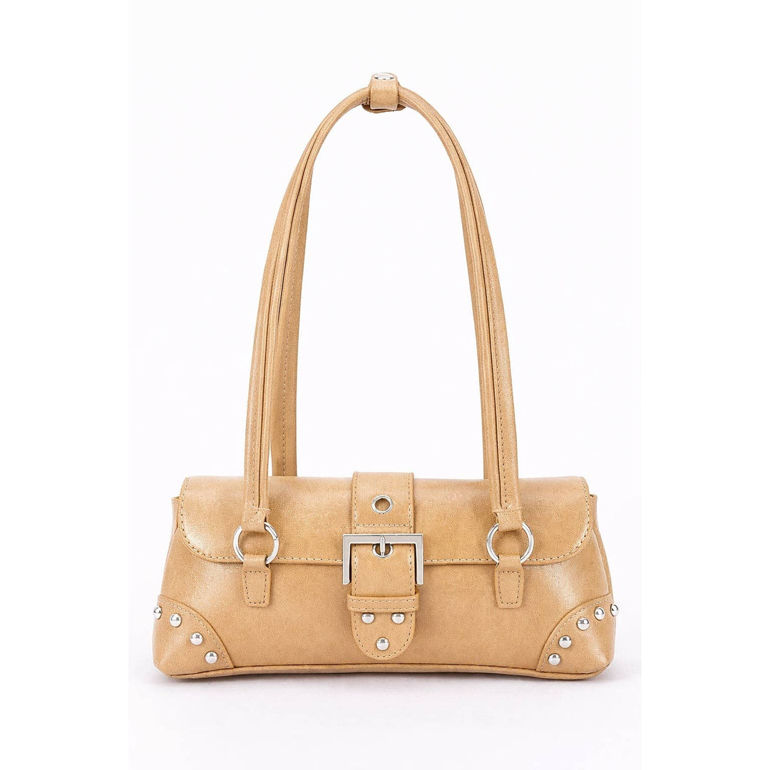 Khaki Faux Leather Shoulder Bag