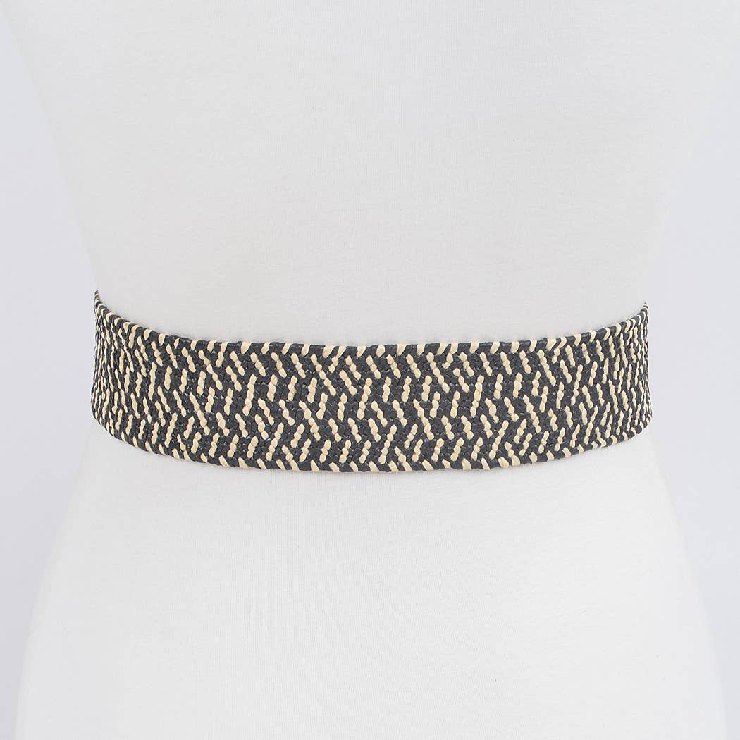 Faux Bamboo Buckle Elastic Belt