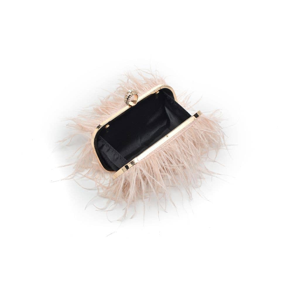 Suede Leather Bag with Feathers