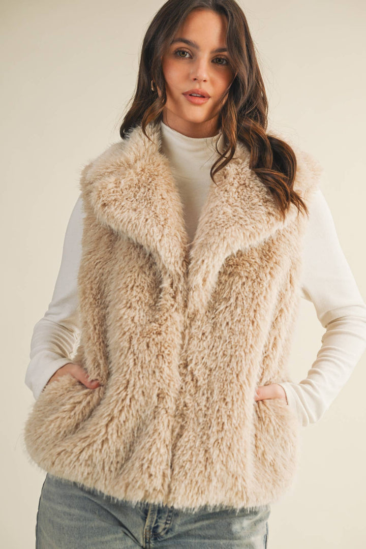 Taupe Faux Fur Vest