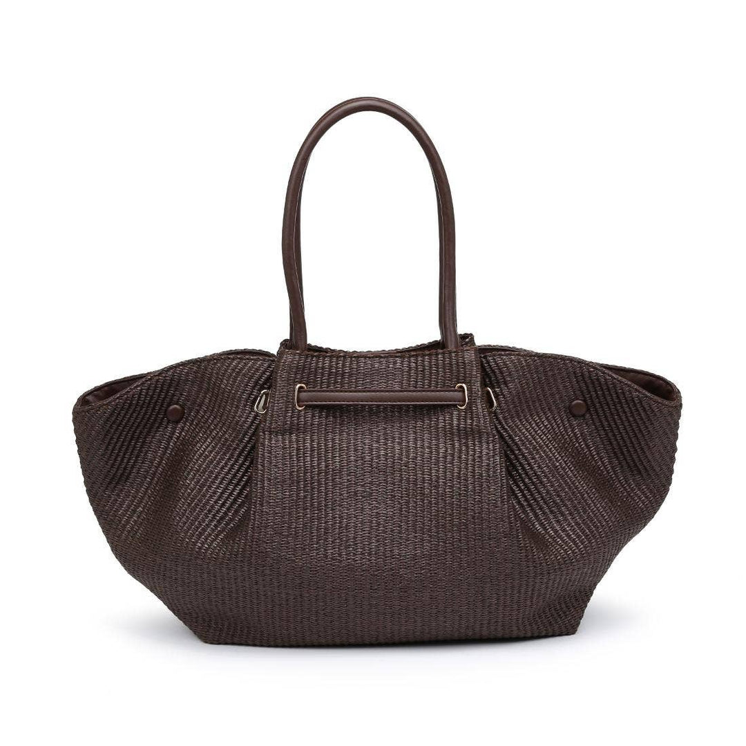 Straw Tote Black Handle