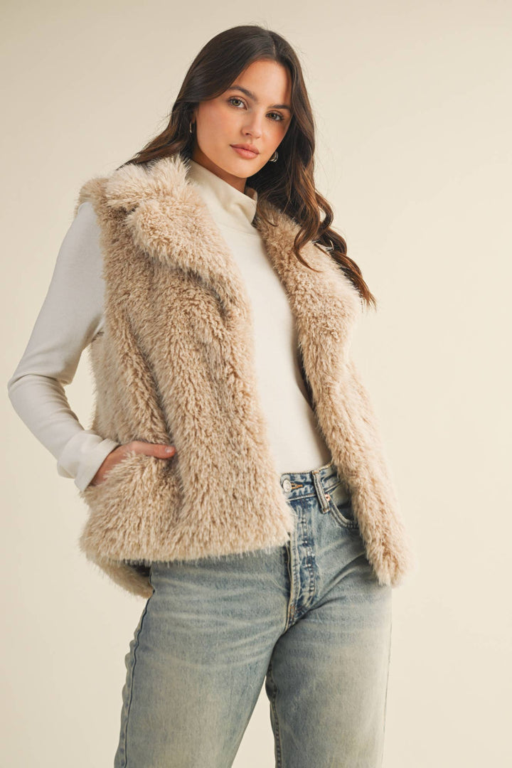 Taupe Faux Fur Vest
