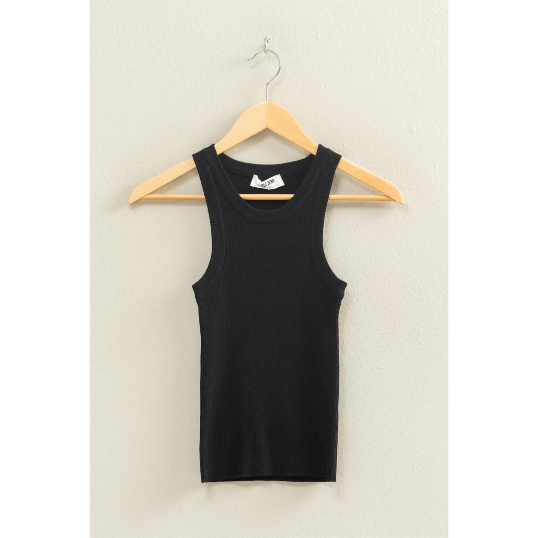 White Ribbed Knit Tank Top