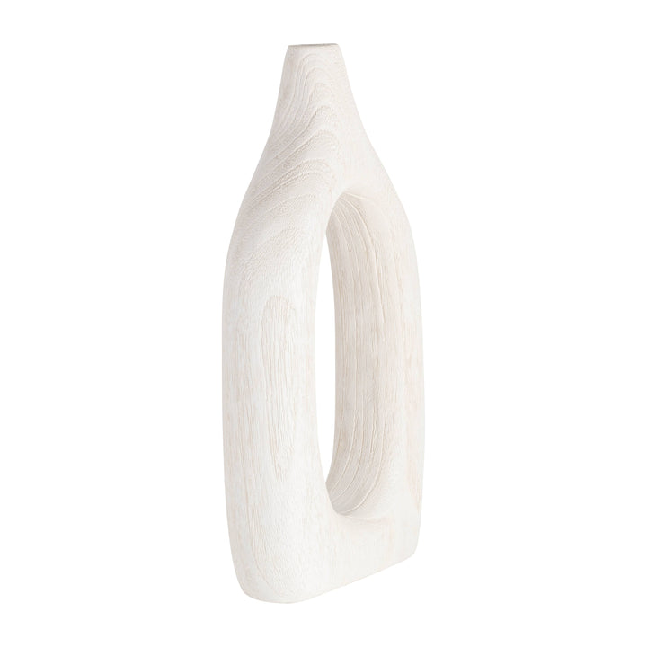 White Paulownia Wood Abstract Cut-Out Vase