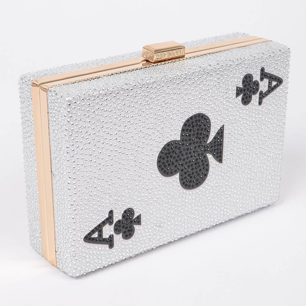 Poker Card Rhinestone Clutch