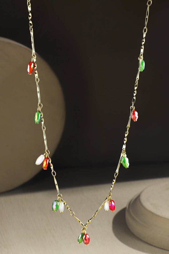 Christmas Bead Teardrop Necklace