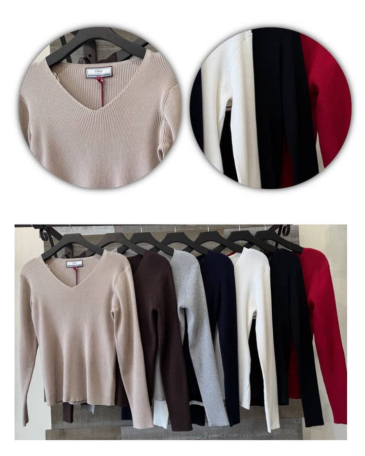Brown Slim Fit Ribbed Sweater