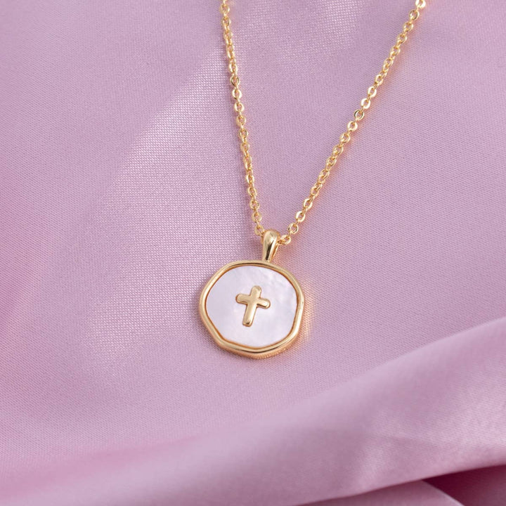 Shell With Cross Pendant Necklace