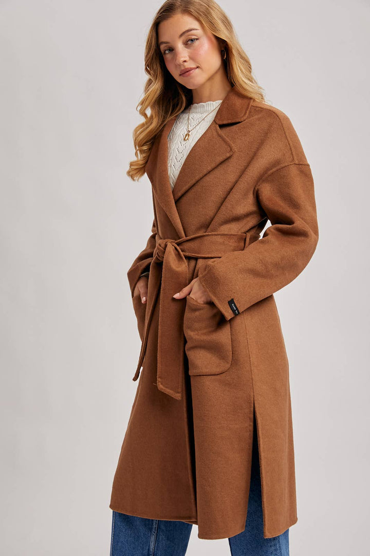 Camel Belted Long Coat