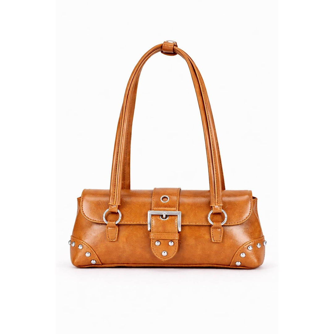 Khaki Faux Leather Shoulder Bag