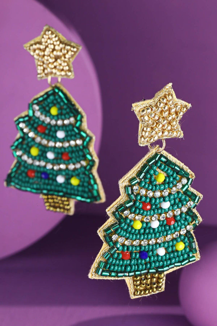 Christmas Tree Bead Earrings