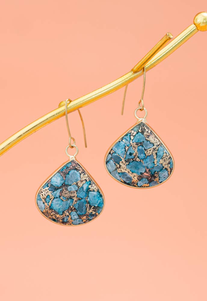 14K Gold Plated Natural Stone Earrings