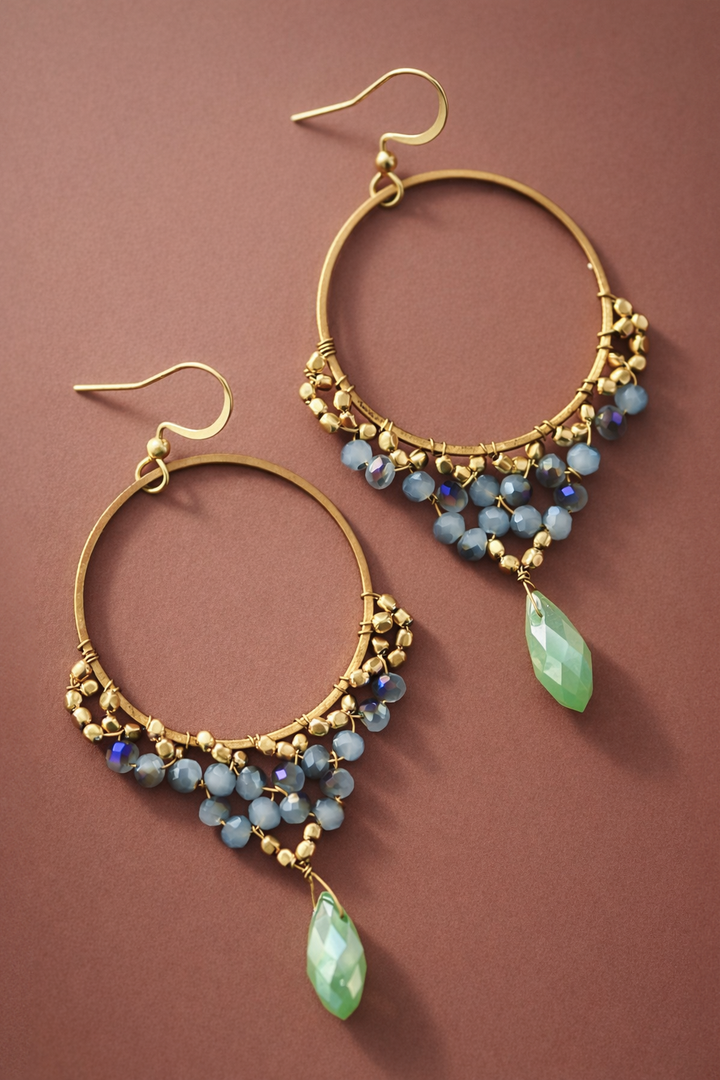 Multi Color Beaded Drop Earrings
