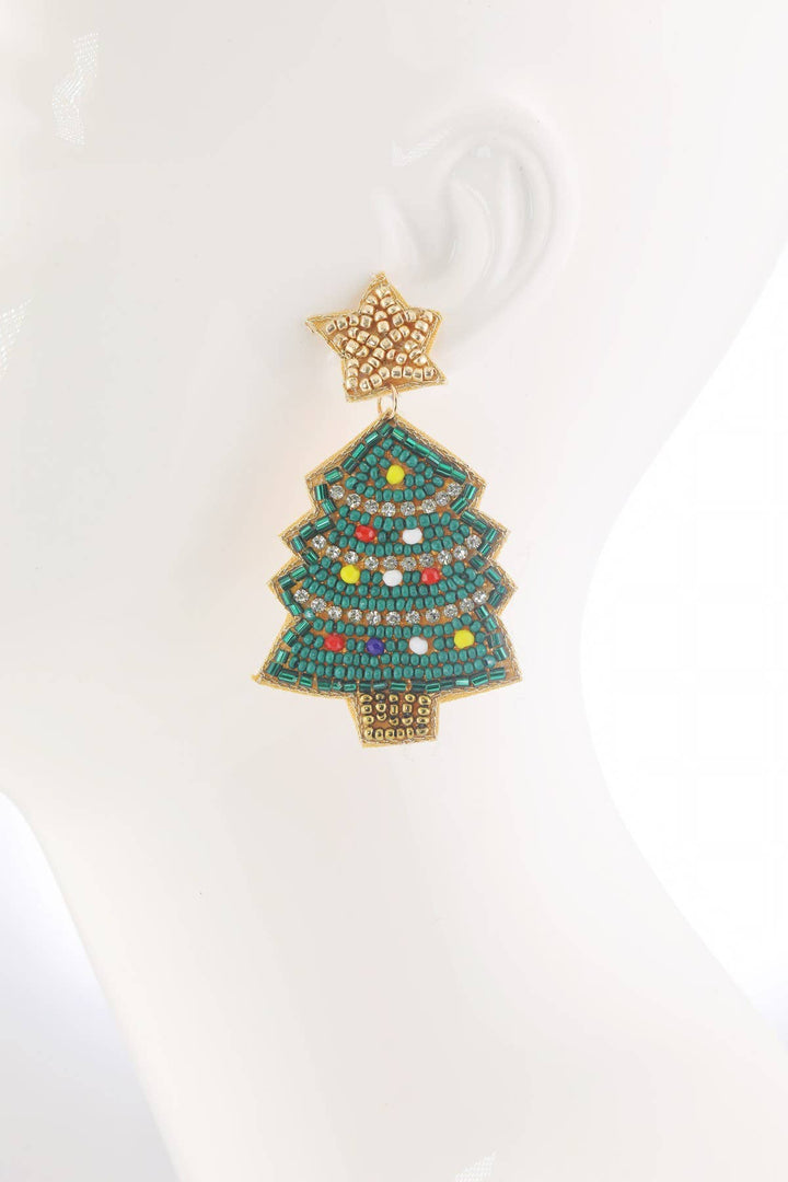 Christmas Tree Bead Earrings