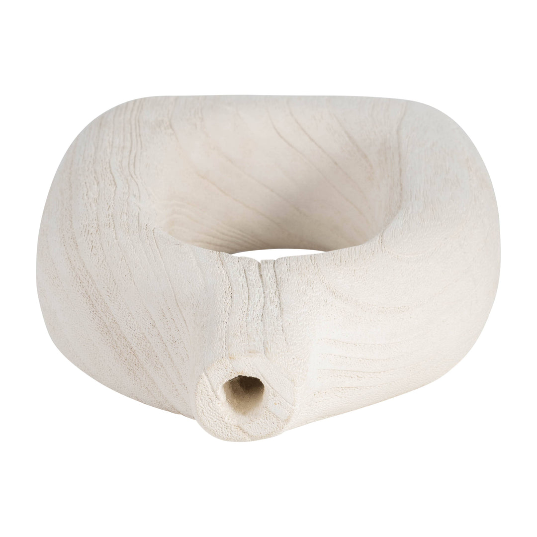 White Paulownia Wood Abstract Cut-Out Vase