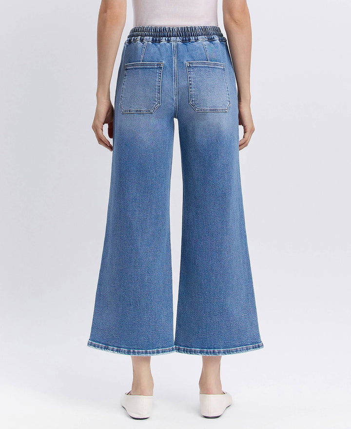 High Rise Flare Denim with Drawstring Waist