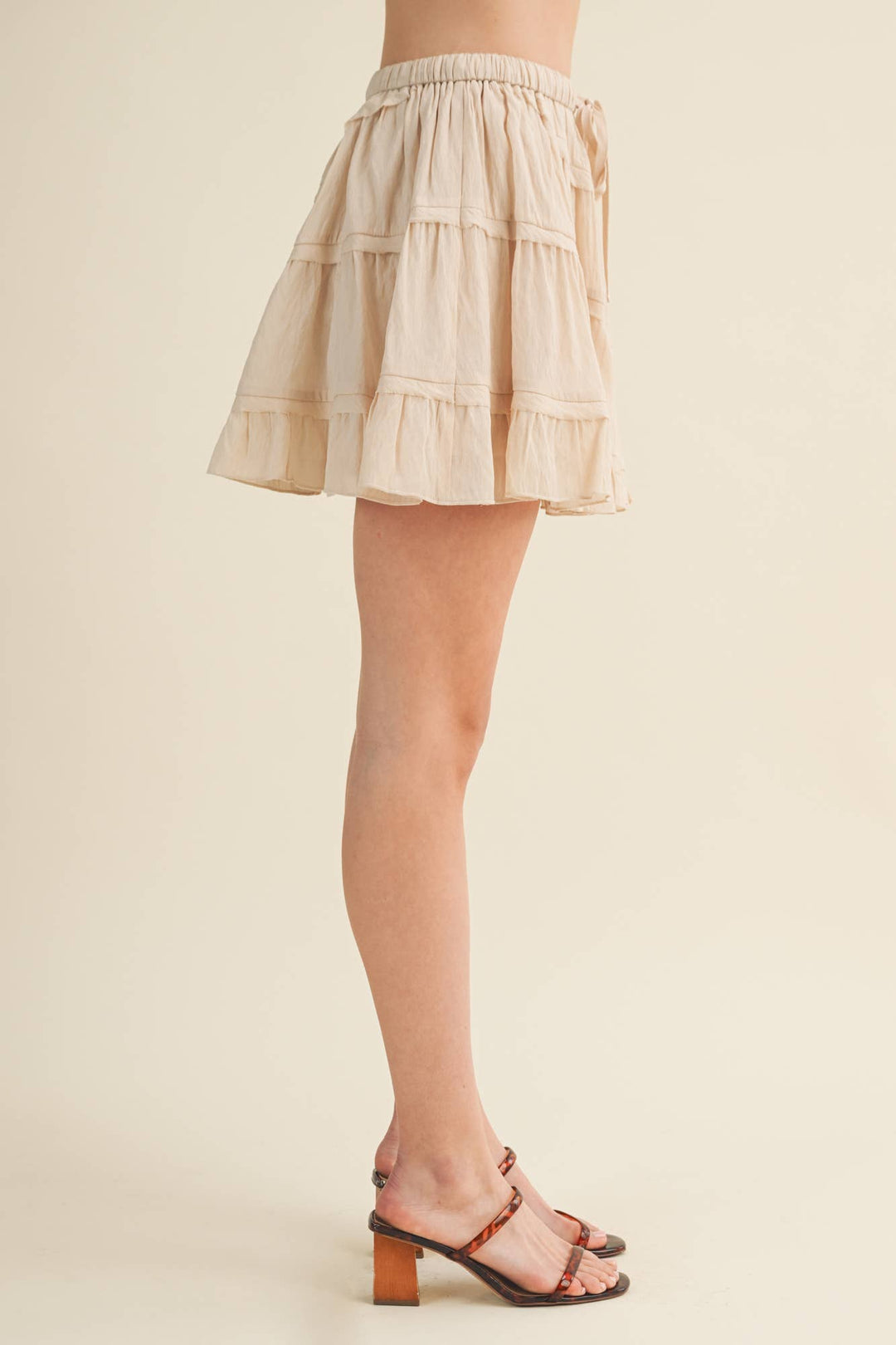 White Tiered Voile Skort