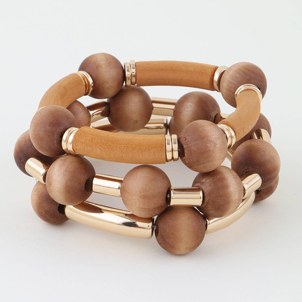 Wood Style Beaded Bracelet