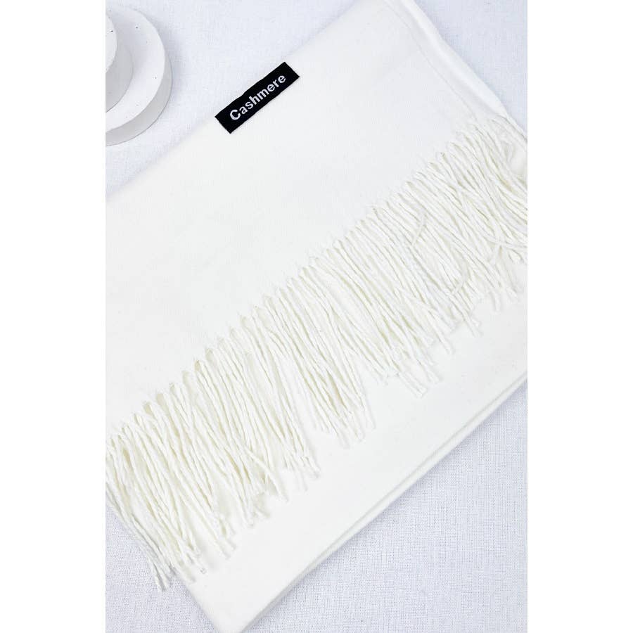 Red Solid Cashmere Scarf With Tassel