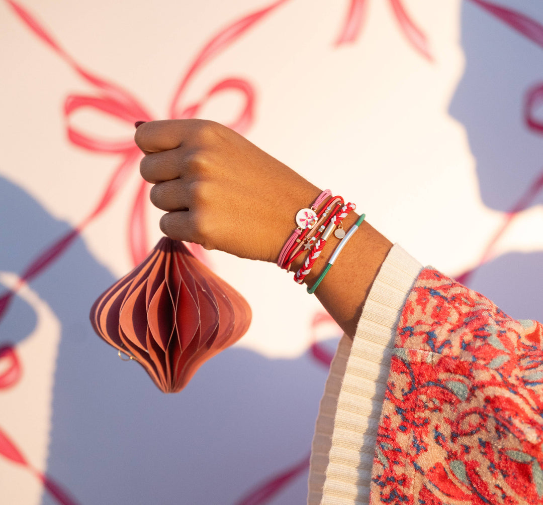 "Joy" Holiday Bow Hair Tie Bracelets