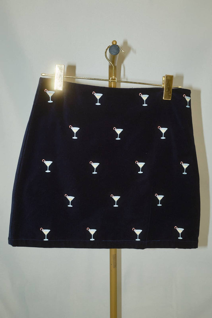 Martini Embroidered Velvet Mini Skirt