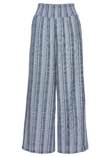 Coastal Stripe Wide-Leg Pants