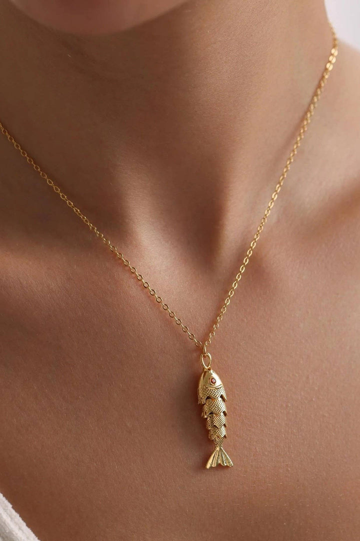 18K Stainless Steel Gold Fish Necklace