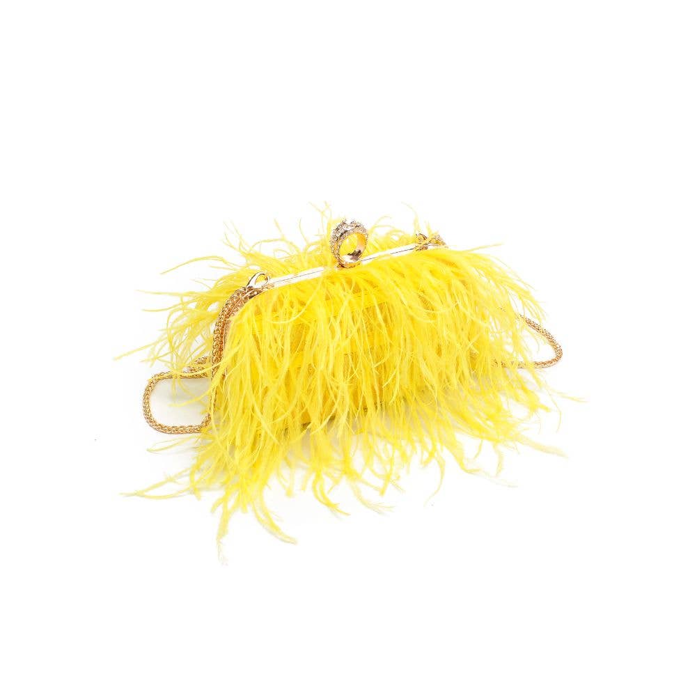 Suede Leather Bag with Feathers